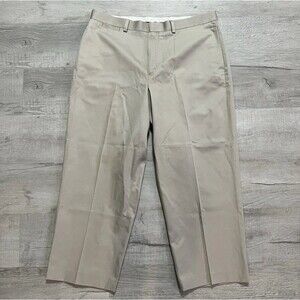 LL Bean Khaki Pants Mens 37 Brown Classic Fit Chino Flat Front 100% Cotton Twill